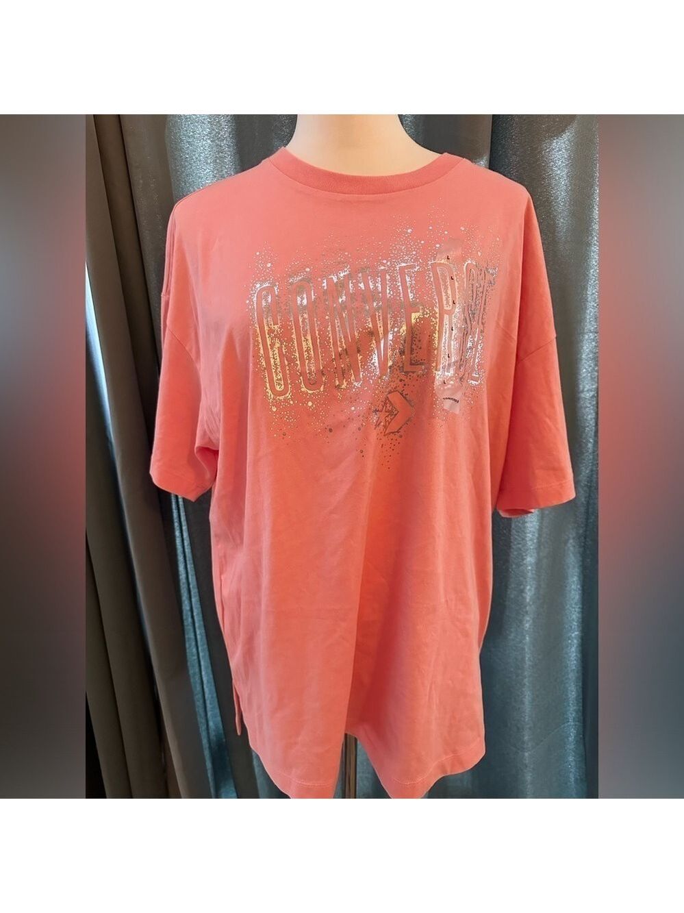 Converse Women’s Pink S/S NWT T Shirt with sparkle Converse across the chest